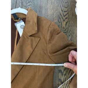 Windsor Faux Suede Brown Double Breasted Blazer XS NWT thumbnail 8