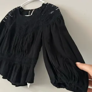 Free People Sweet Mornings Black Lace Blouse Top Size XS thumbnail 5