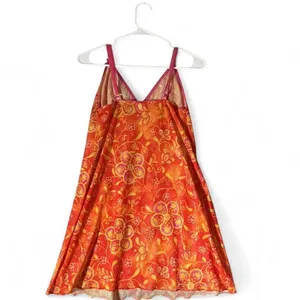 Nick & Sarah Intimates Orange Pink Floral Babydoll Mesh Chemise Nightgown Size M thumbnail 2