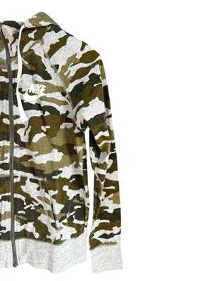 Nike Gym Vintage Camo Full Zip Hoodie Jacket Womens Small Green Black Y2K thumbnail 5