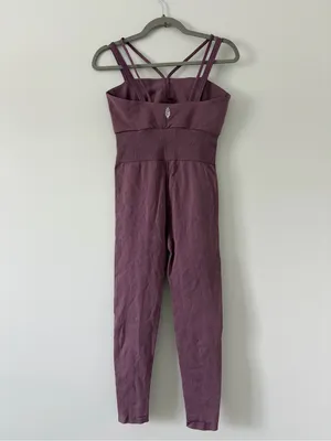 Free People Movement Good Karma Cut Out Onesie Purple M/L thumbnail 6