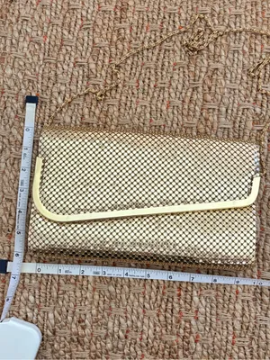 Gold Mesh Evening Clutch handbag with Chain Strap thumbnail 8