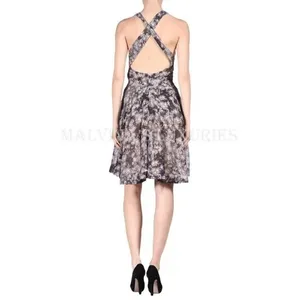 STELLA McCARTNEY Floral Cotton Silk Blend Sun Dress Gray FEMININE COMFY LUXURY thumbnail 8