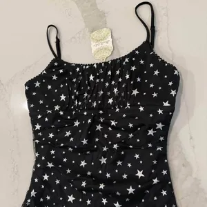 Altar’d State NWT Star Print Mini Dress Women’s Medium Black/Silver Ruched Sides thumbnail 3
