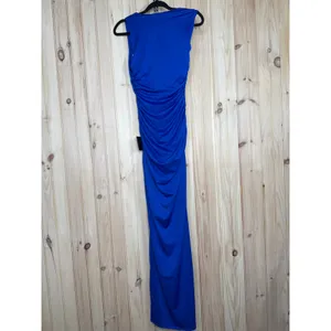NWT Lulus Enticing Darling Royal Blue Asymmetrical Ruched Maxi Dress Gala Sz XS thumbnail 5