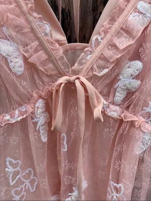 NWT For Love & Lemons Shari Sequined Butterfly Lace Puff Slv. Dress Size Small thumbnail 9