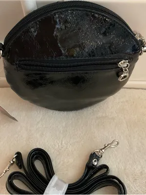 Black Floral Applique Crossbody Bag with Crystal Accent thumbnail 5