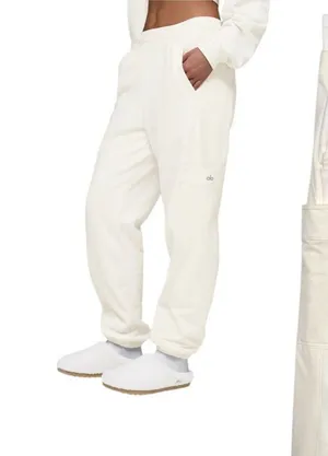 Alo Yoga Polar Fleece Wintry Mix Pant Ivory Cream Size XS thumbnail 1