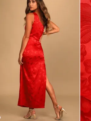 LULUS Sexy Chic Floral Prom Wedding Bridesmaid One Shoulder Satin Maxi thumbnail 6