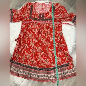 Beach Lunch Lounge Floral Print Dress Women's Size L Boho thumbnail 3