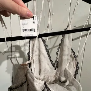 FREE PEOPLE NWT SUNSET TANK Embroidered White and Black Women's Halter Top thumbnail 7