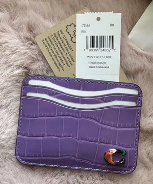 Coach Wavy Card Case Purple Croc Embossed Coachtopia Leather Slim CT386 thumbnail 1