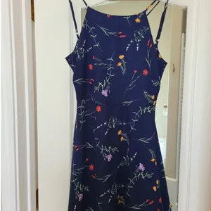 Flower of the Flock Navy Blue Floral Print Skater Dress - M thumbnail 4