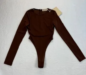 Meshki Blaire Bodysuit‎ Mesh Long Sleeve Chocolate Brown XS thumbnail 1