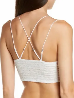 Free People FP One Adella Lace Bralette M White Crochet Boho Crop Top thumbnail 2