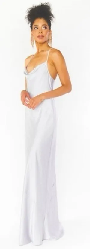 NWT Show Me Your MuMu Tuscany Maxi Slip Dress in Silver Luxe Satin - Size Medium thumbnail 1