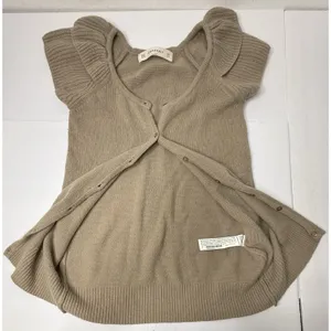 ZARAKNIT Cardigan Ruffle Sleeve Tan Size M Boho Chic Angora Wool Girlhoodcore thumbnail 7