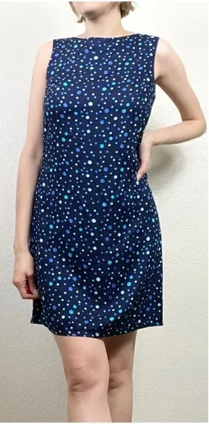 Vintage y2k No Boundaries Navy Polka Dot Sleeveless Mod Dress thumbnail 1