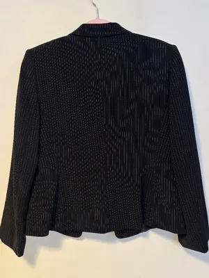 Tahari Business Two Button Blazer Jacket Black Pinstripes Womens Size 10 Petite thumbnail 2