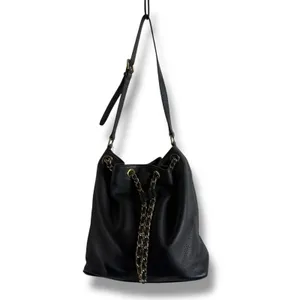 MICHAEL Michael Kors Black and Gold Shoulder Bag with‎ Chain Detail Bucket thumbnail 4