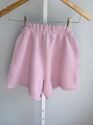 SET Active Pink French Terry Sweat Shorts Elastic Ruffle Waist Lounge USA S thumbnail 4
