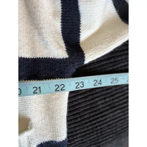 H&M Button Up Striped Oversized Knit Cardigan Size M Long‎ Sleeve Blk/Cream thumbnail 5