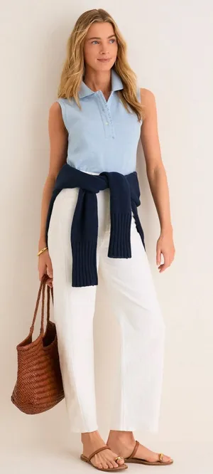 Tuckernuck Light Blue Pique Sleeveless Ruffle Margaret Polo thumbnail 1