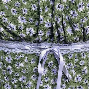No Boundaries‎ Women Green Purple Floral Lace Camisole Ribbon Crop Top XL 16-18 thumbnail 3