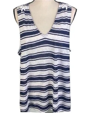MICHAEL MICHAEL KORS navy and white tank top with rope detail. Size XL. EUC thumbnail 1