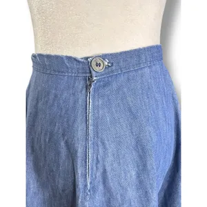 Handmade‎ Chambray Ruffle Hem Flowing Midi Skirt Western Boho Romantic Denim Blue thumbnail 7