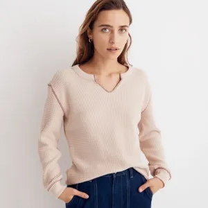 Madewell waffle split neck tee size M thumbnail 2