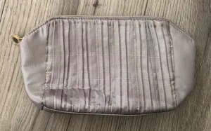 Bulgari for Emirates Silver Ruched Travel Case Makeup Bag Cosmetic Purse thumbnail 1