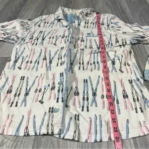 Munki Munki Ski Print Button-Up Long Sleeve Fleece Pajama Top; Large Women’s thumbnail 3