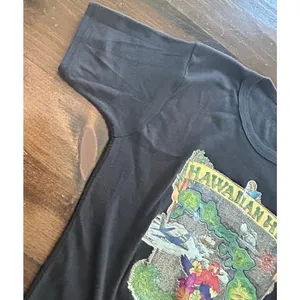 Vintage Hawaiian High‎ Black Short Sleeve Cotton Shirt Top Women's Size Medium thumbnail 3