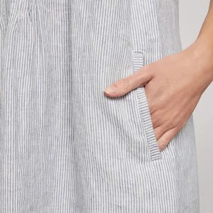 Faherty Isha 100% Linen Dress Blue Mini Stripe Pintuck WDS2119-BMT Bestseller thumbnail 4