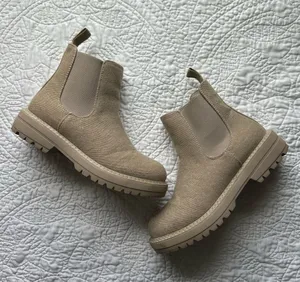 Beige Canvas Platform Chelsea Boots Dune London Chase thumbnail 1