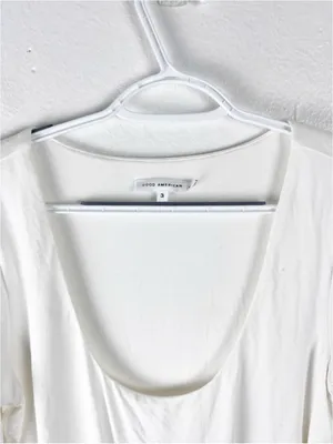 GOOD AMERICAN Cream Long Sleeves Scoop Neck Bodysuit Size Large Casual Neutral thumbnail 5