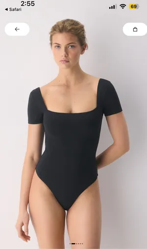 Aritzia Contour Bodysuit Square Neck Short Sleeve thumbnail 1