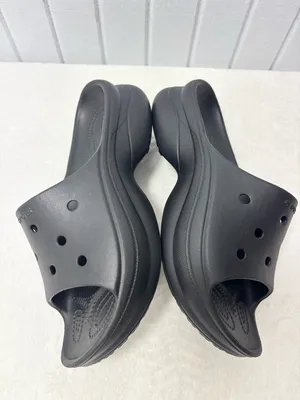 Crocs Classic Bae Slide Black Platform Sandals Slip On Shoes Womens Size‎ 9 NEW thumbnail 7