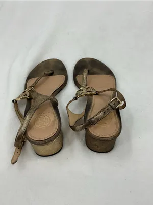 Tory Burch Metallic Bronze Logo T-Strap Sandals b57 thumbnail 3