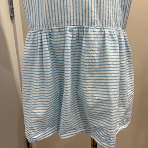 Addison Bay Blue White Striped Tiered Mini Sun Shirt Dress Cotton Poplin Medium thumbnail 9