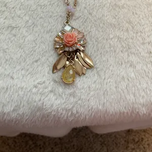 Long Necklace with flower and Stones Gold thumbnail 2