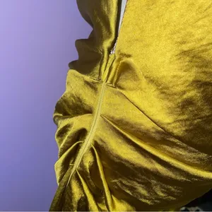 PRETTY LITTLE THING x Naomi Campbell Chartreuse Satin Extreme Cowl Bodycon Dress thumbnail 10