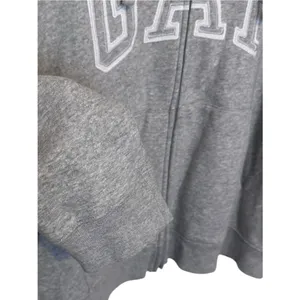 Gap Logo Relaxed Fit Zip Up Hoodie Gray Size XL thumbnail 5