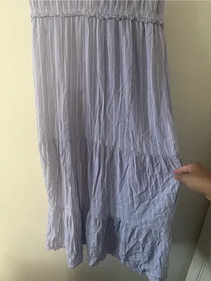 Old Navy Lavender Striped Midi Dress Small Coastal Euro Summer Cottagecore thumbnail 5