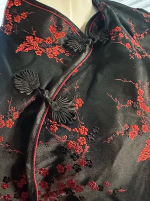 New Qipao Cheongsam Dress Black Red Floral thumbnail 4
