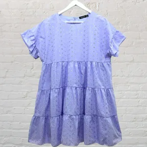 Boohoo Lavender Broderie Anglaise Eyelet Tiered Babydoll Dress 12 thumbnail 2