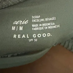 Aerie Real Good Scoop Bikini Top Sage Green Textured Shimmer Medium UPF 50 thumbnail 5