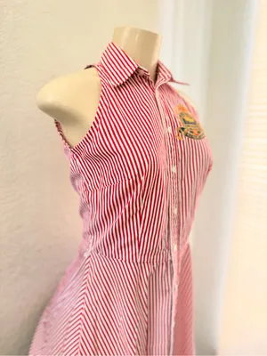 Ralph Lauren Sport red and white striped halter-style sleeveless shirt dress 2 thumbnail 13
