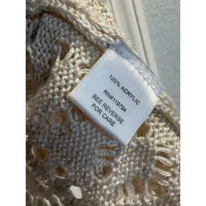 World‎ Unity Cardigan Womens Medium Cream Crochet Knit Short Sleeve Open Front M thumbnail 3